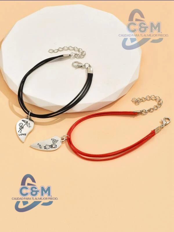 Pulseras Pareja Roja y Negra P61